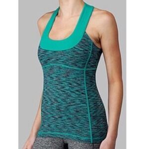 lululemon Women's Space Dyed Scoop Neck Teal Tank - Size 12